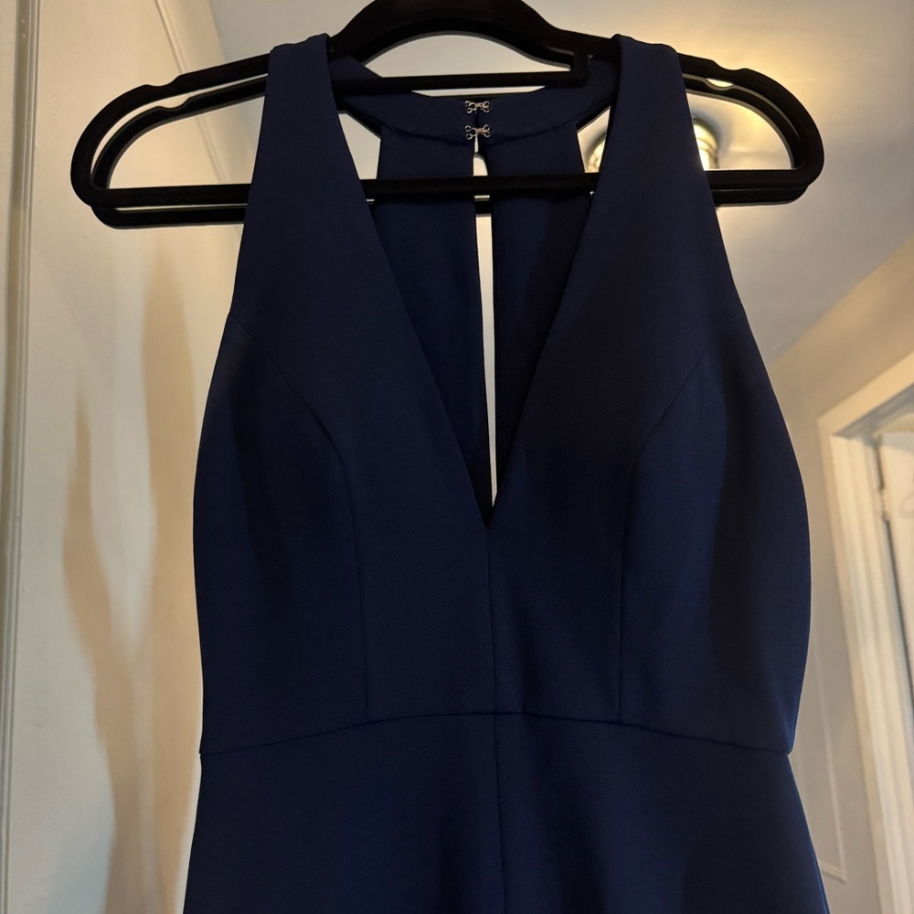 Jenny Yoo Margot bridesmaid dress V Neck A Line, Slit, Keyhole Back Navy size 2 - Picture 9 of 16